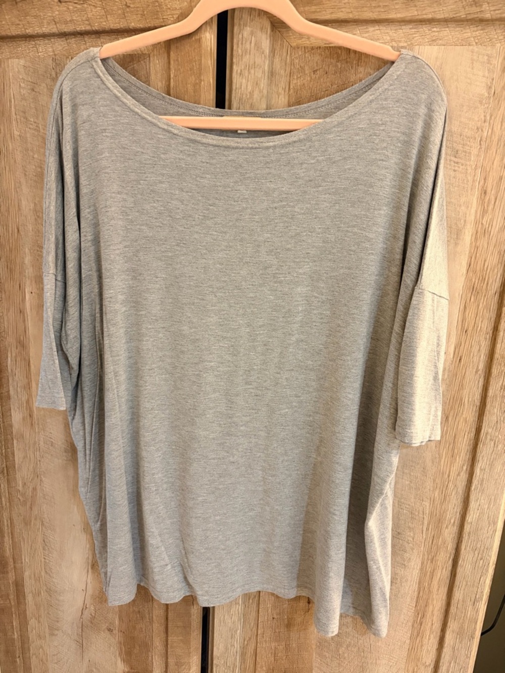 Piko 1988 large Grey Scoop 3/4 Short Sleeve Top Tunic bamboo spandex